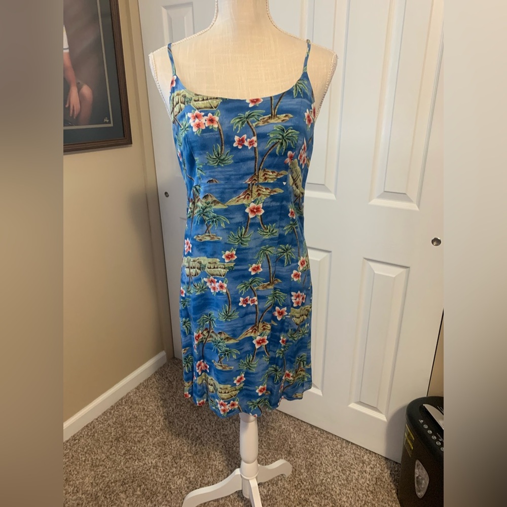 Floral spaghetti strap luau dress.